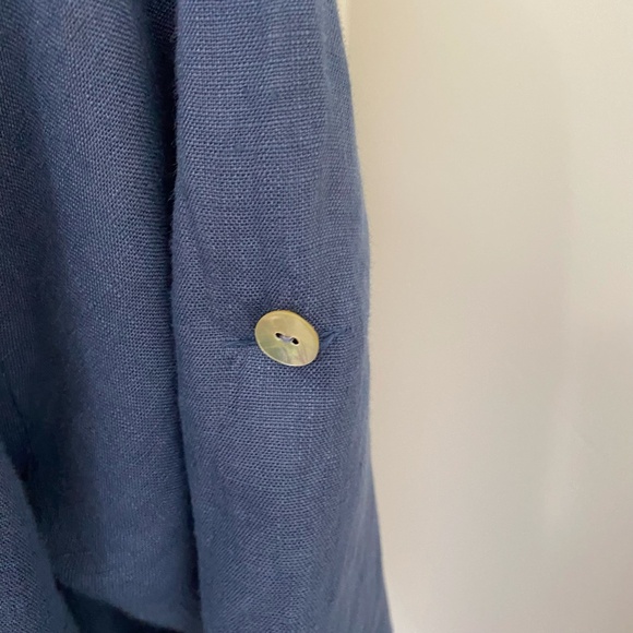 NAVY BLUE LONG 100% LINEN TUNIC / DRESS. Sz M. BOHO/LAGENLOOK. MADE IN ITALY - Picture 5 of 15